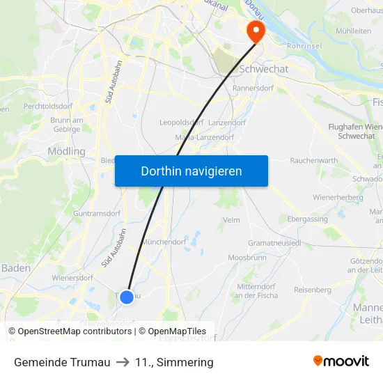 Gemeinde Trumau to 11., Simmering map