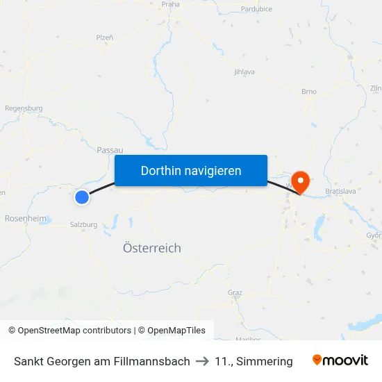 Sankt Georgen am Fillmannsbach to 11., Simmering map