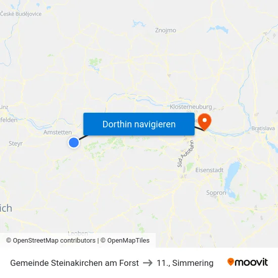 Gemeinde Steinakirchen am Forst to 11., Simmering map