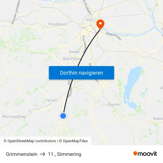 Grimmenstein to 11., Simmering map