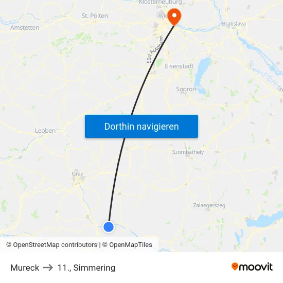 Mureck to 11., Simmering map