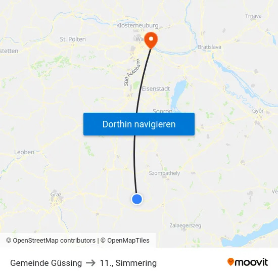 Gemeinde Güssing to 11., Simmering map