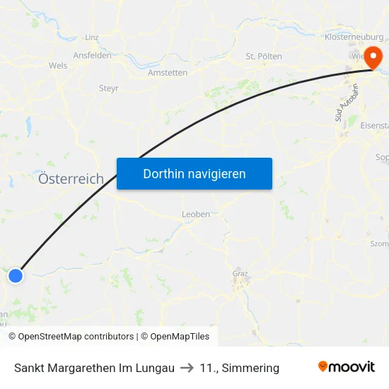 Sankt Margarethen Im Lungau to 11., Simmering map