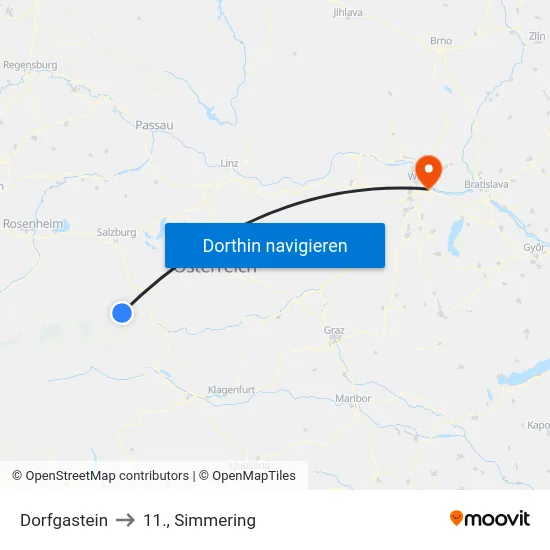 Dorfgastein to 11., Simmering map
