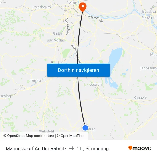 Mannersdorf An Der Rabnitz to 11., Simmering map
