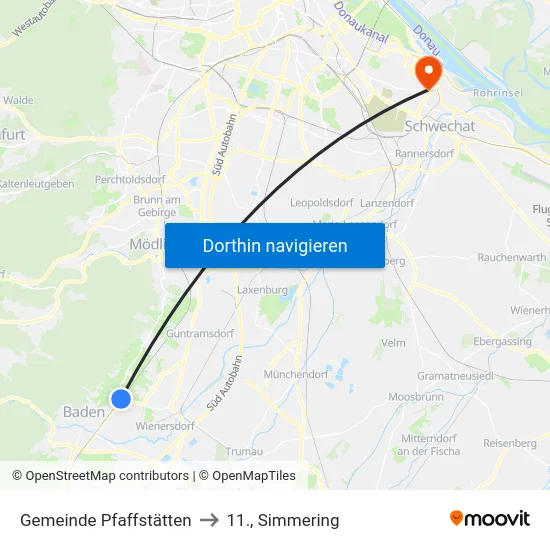 Gemeinde Pfaffstätten to 11., Simmering map