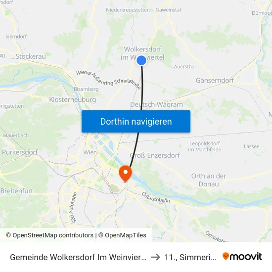 Gemeinde Wolkersdorf Im Weinviertel to 11., Simmering map