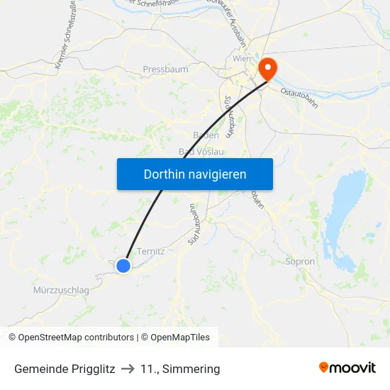 Gemeinde Prigglitz to 11., Simmering map