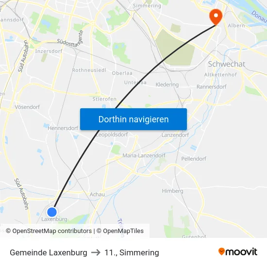 Gemeinde Laxenburg to 11., Simmering map
