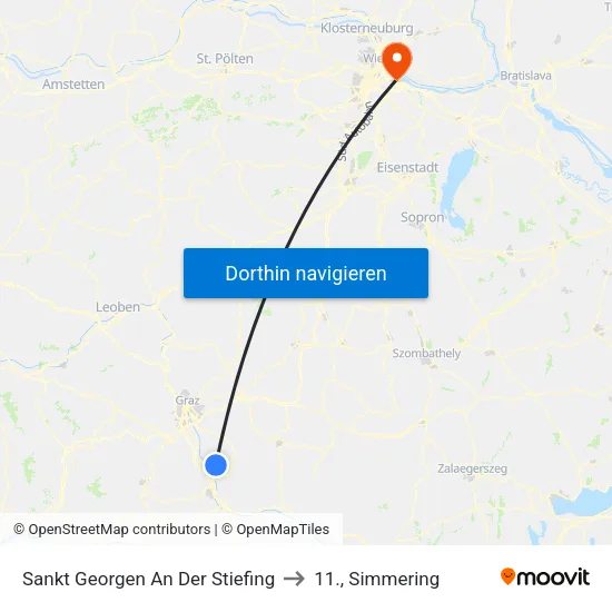 Sankt Georgen An Der Stiefing to 11., Simmering map