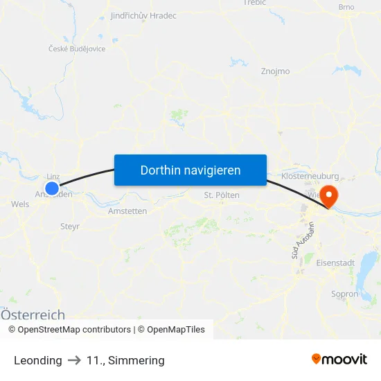 Leonding to 11., Simmering map