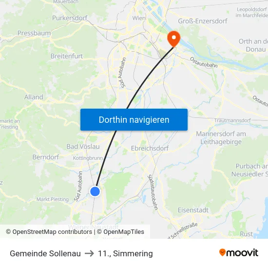 Gemeinde Sollenau to 11., Simmering map