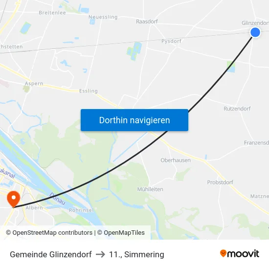 Gemeinde Glinzendorf to 11., Simmering map