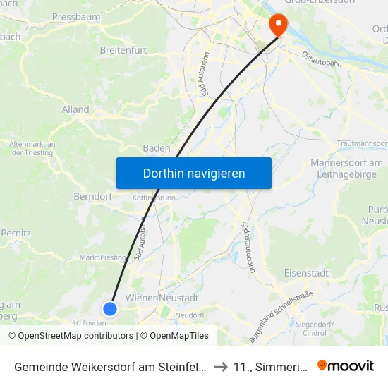 Gemeinde Weikersdorf am Steinfelde to 11., Simmering map