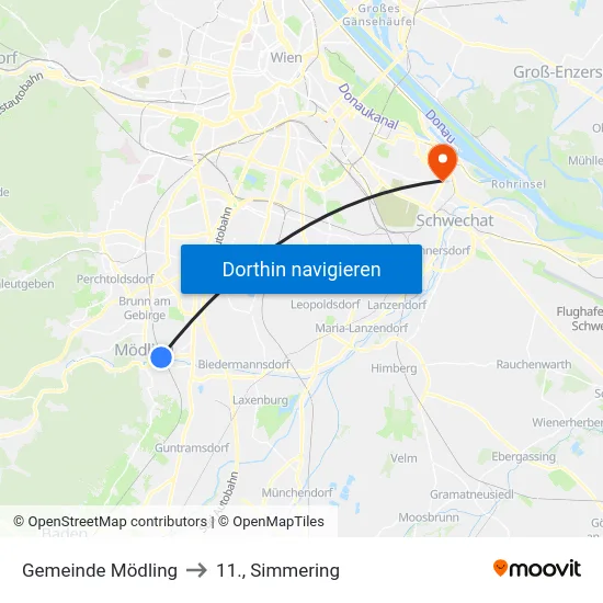 Gemeinde Mödling to 11., Simmering map