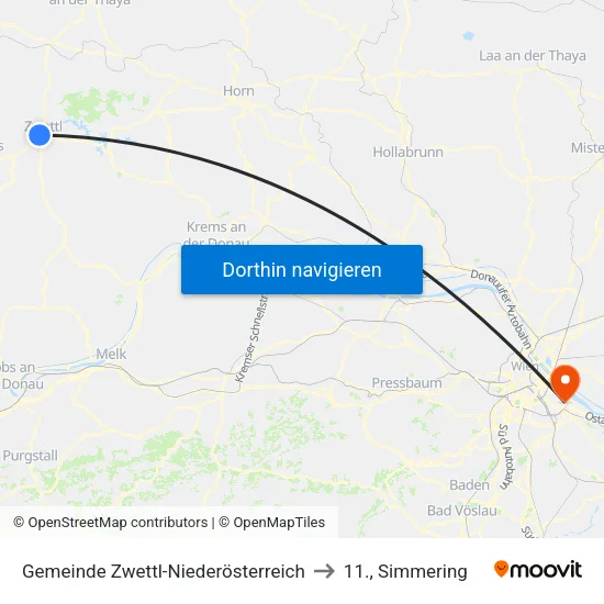 Gemeinde Zwettl-Niederösterreich to 11., Simmering map