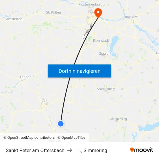Sankt Peter am Ottersbach to 11., Simmering map