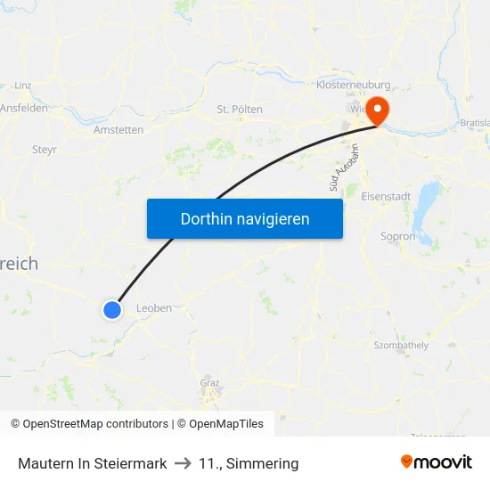 Mautern In Steiermark to 11., Simmering map