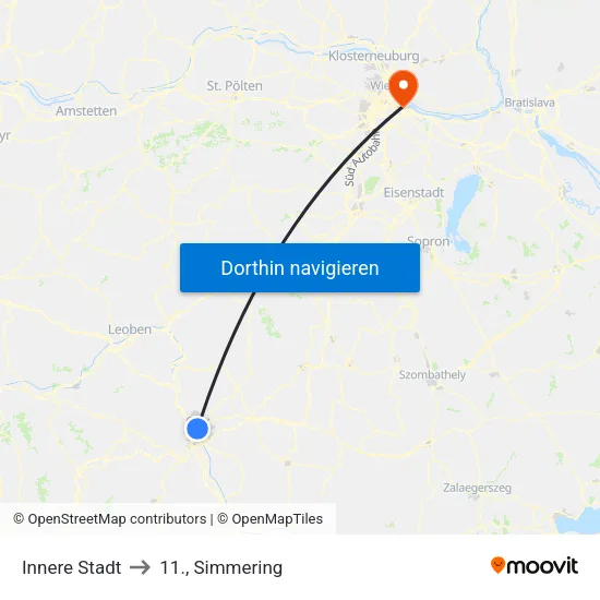 Innere Stadt to 11., Simmering map
