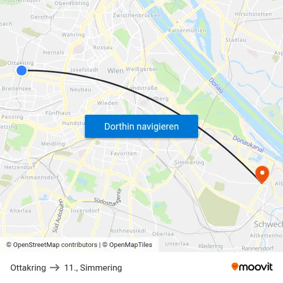 Ottakring to 11., Simmering map