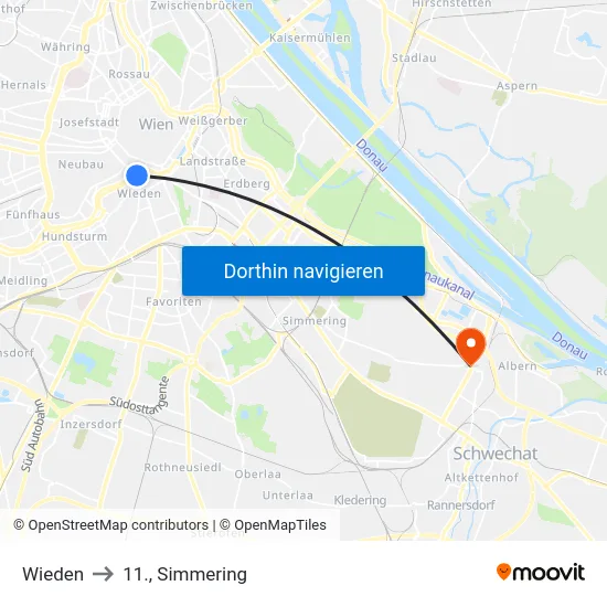 Wieden to 11., Simmering map