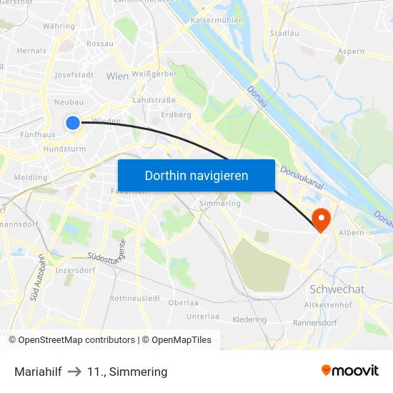 Mariahilf to 11., Simmering map