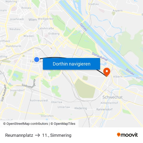 Reumannplatz to 11., Simmering map