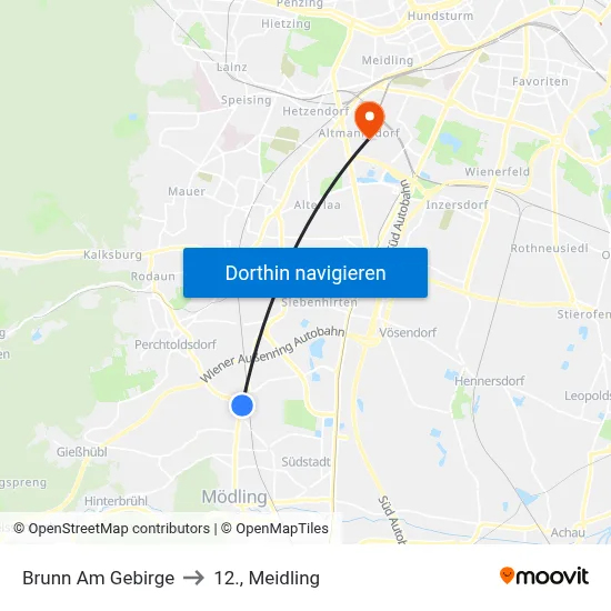 Brunn Am Gebirge to 12., Meidling map