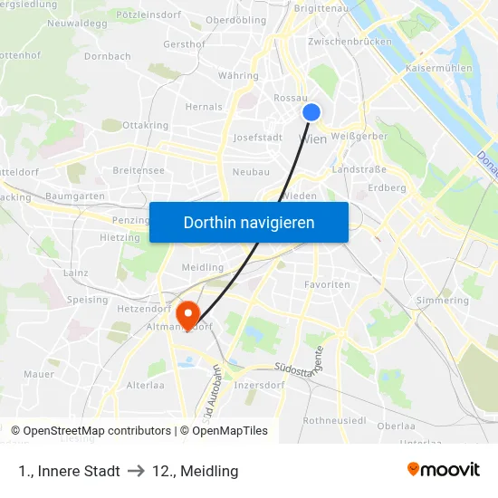 1., Innere Stadt to 12., Meidling map