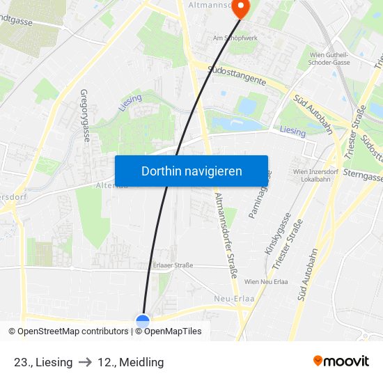 23., Liesing to 12., Meidling map