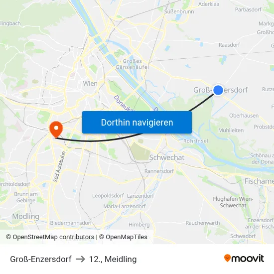 Groß-Enzersdorf to 12., Meidling map