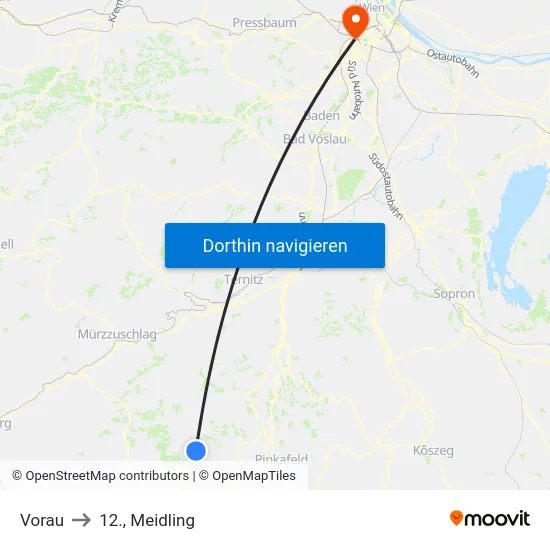 Vorau to 12., Meidling map