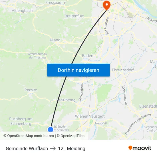 Gemeinde Würflach to 12., Meidling map