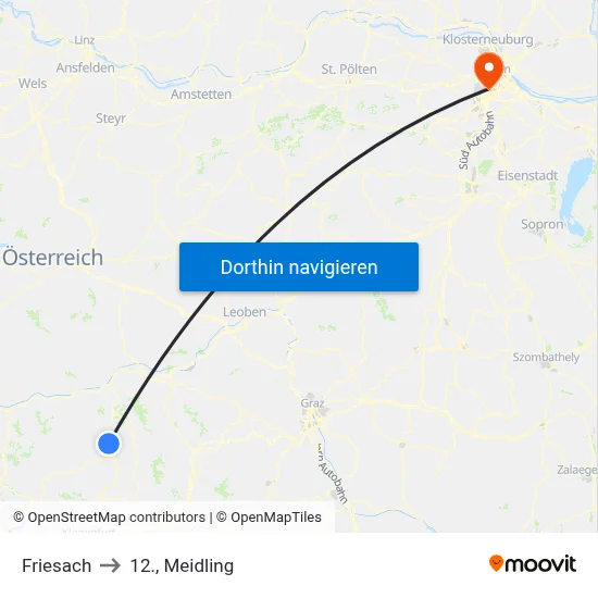 Friesach to 12., Meidling map