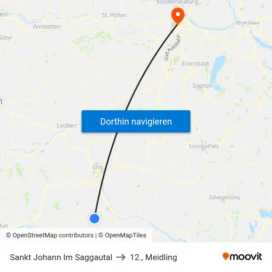 Sankt Johann Im Saggautal to 12., Meidling map