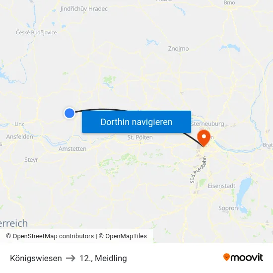 Königswiesen to 12., Meidling map