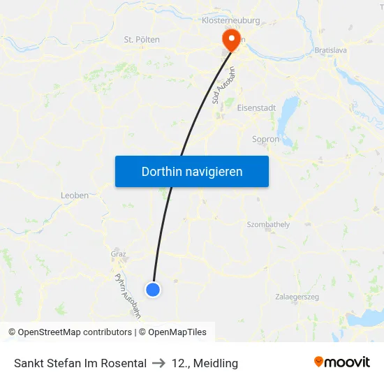 Sankt Stefan Im Rosental to 12., Meidling map