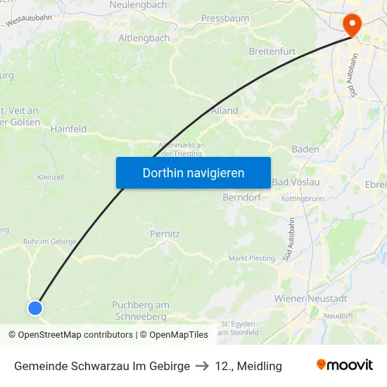 Gemeinde Schwarzau Im Gebirge to 12., Meidling map