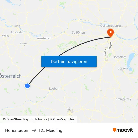 Hohentauern to 12., Meidling map