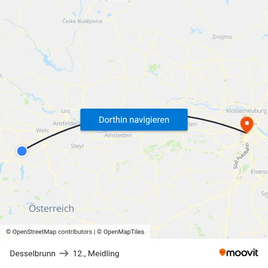 Desselbrunn to 12., Meidling map