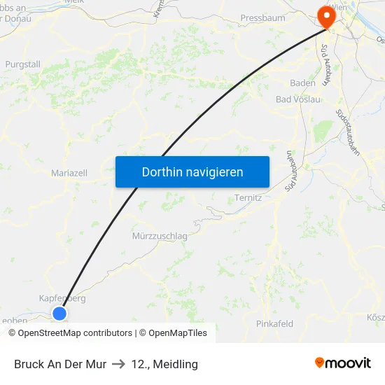 Bruck An Der Mur to 12., Meidling map