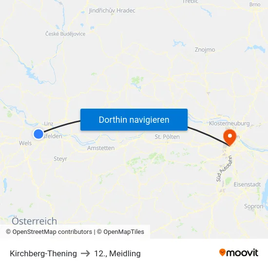 Kirchberg-Thening to 12., Meidling map