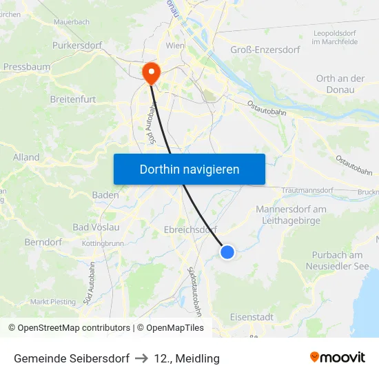 Gemeinde Seibersdorf to 12., Meidling map