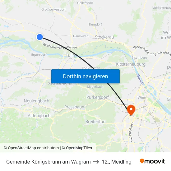 Gemeinde Königsbrunn am Wagram to 12., Meidling map