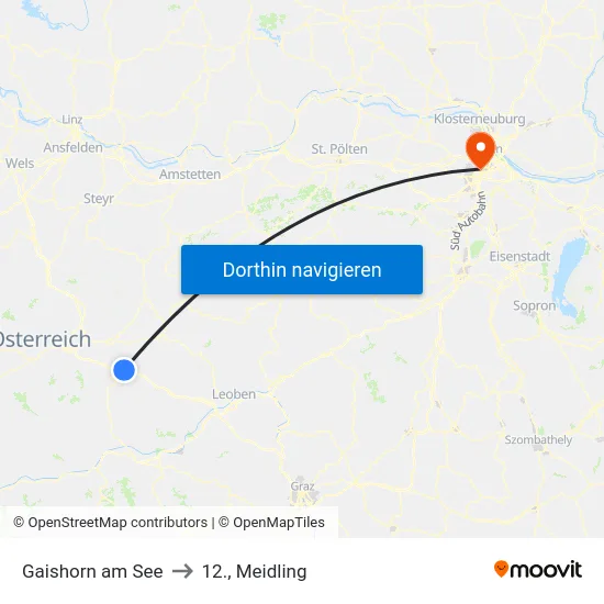Gaishorn am See to 12., Meidling map