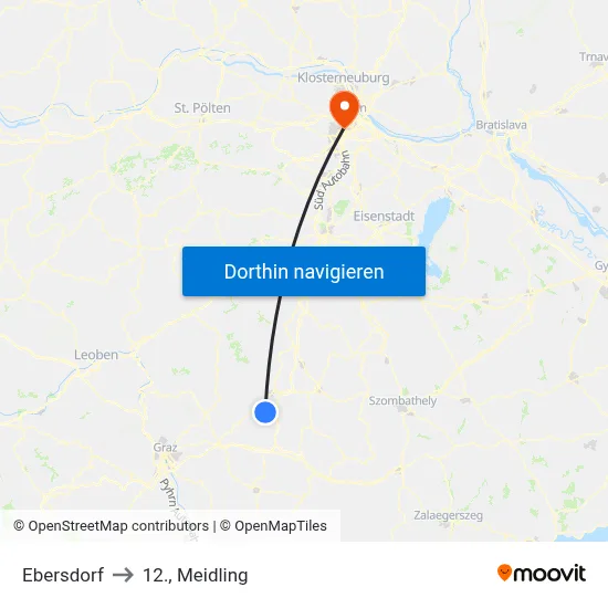 Ebersdorf to 12., Meidling map