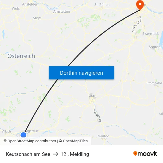 Keutschach am See to 12., Meidling map
