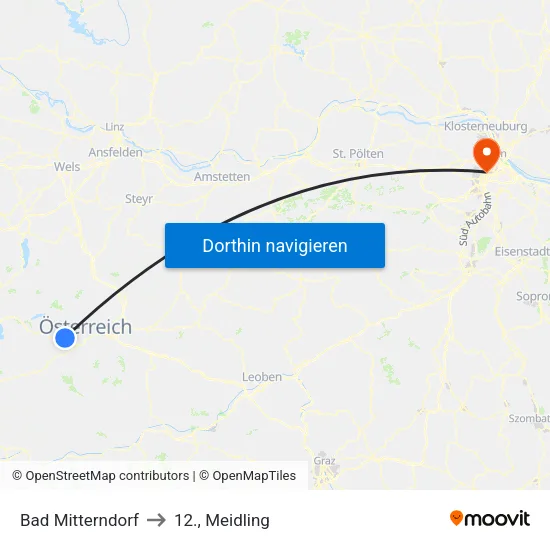 Bad Mitterndorf to 12., Meidling map