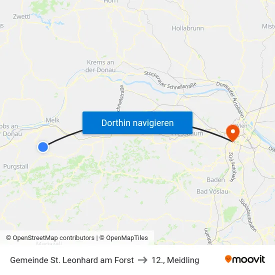 Gemeinde St. Leonhard am Forst to 12., Meidling map