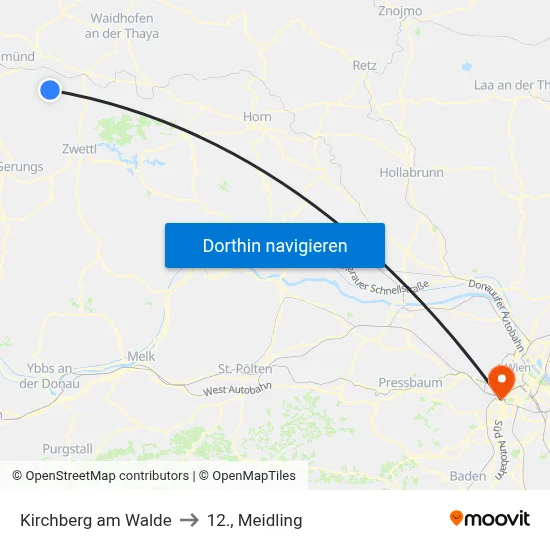 Kirchberg am Walde to 12., Meidling map
